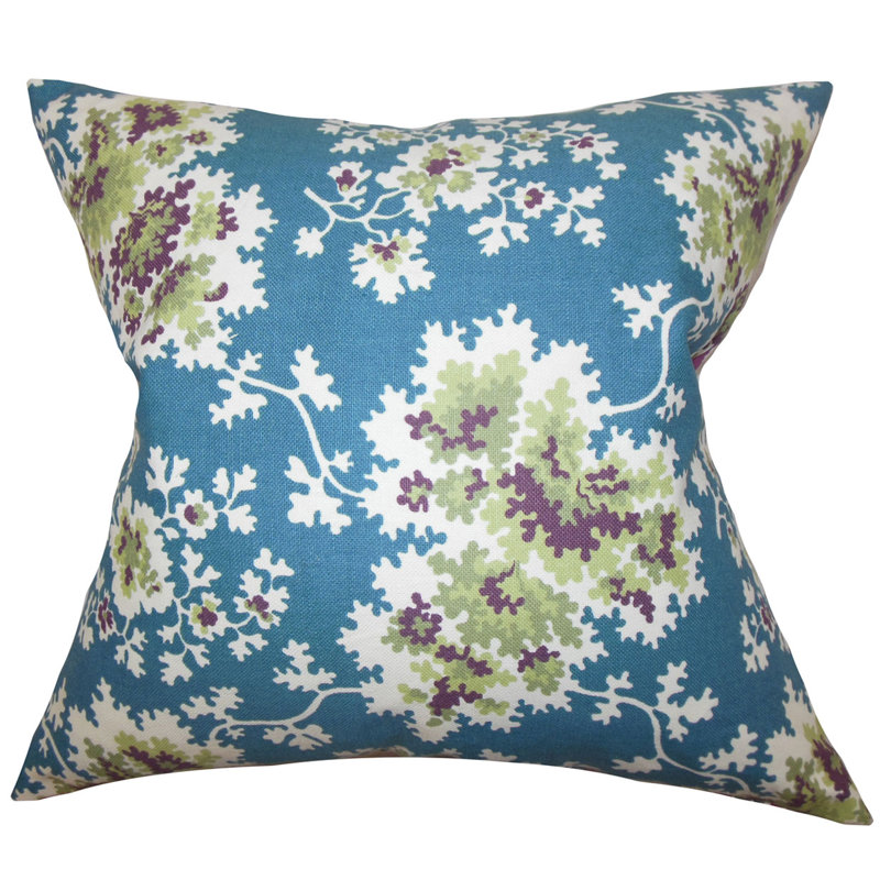 Coussin décoratif floral danique, Mauve, 22 po x 22 po