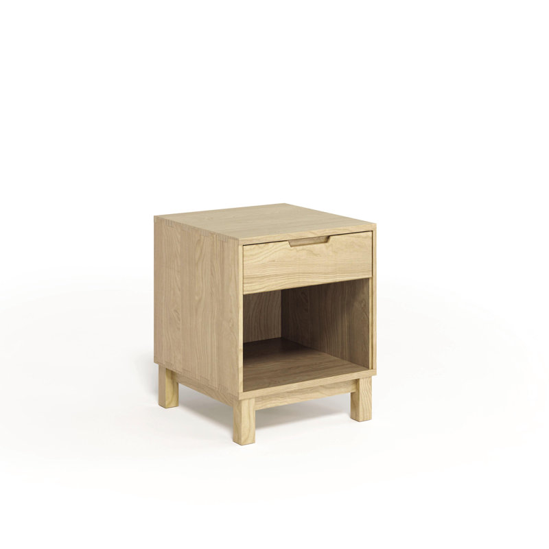 Oslo 1 - Drawer Solid Wood Nightstand, Natural Oak