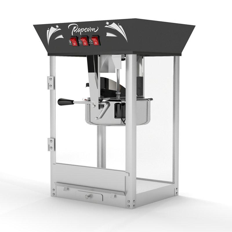 12 Oz Commercial Popcorn Maker - 850w Countertop Machine With Tempered Glass & Warming Deck (black)