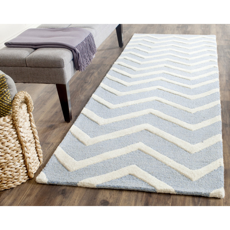 Sanyla Hand Tufted Wool Chevron Rug, Runner 2'6" x 8'