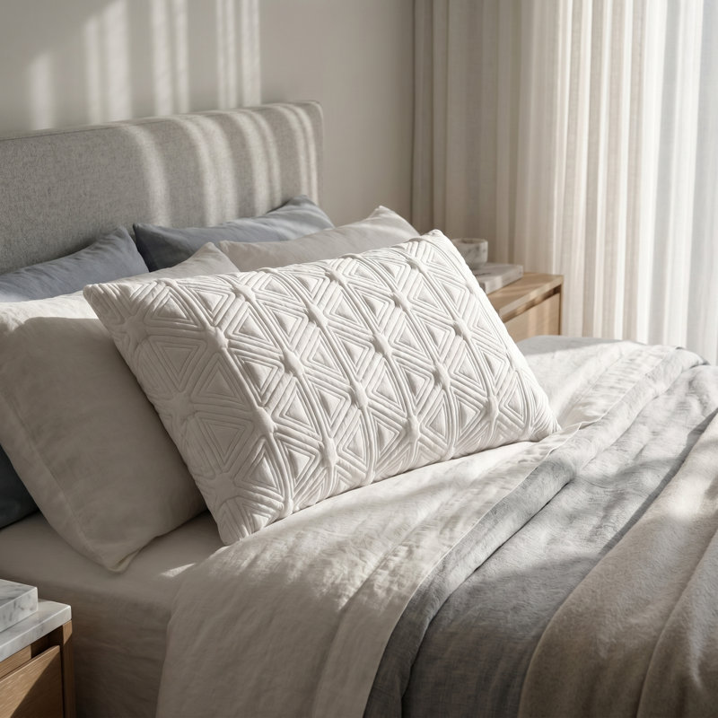 Shredded Memory Foam Queen Pillow Adjustable Loft Removable Polyester Cover White
