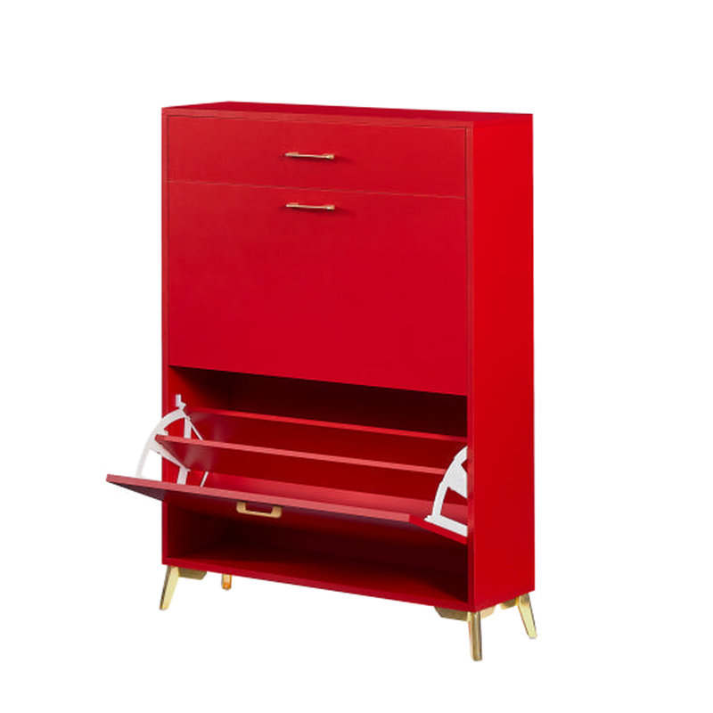 2 Flip Drawers Shoe Storage For Hallway - Red, , Space Saving Organizer Cabinet Entryway, Saving,, Red