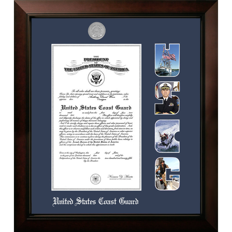 Cadre photo pour le certificat coast guard, 10 po x 14 po, Argent