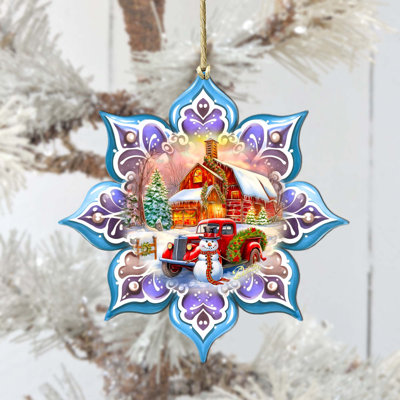 Large Wooden Ornament Christmas Landscape & Nature Decorative Accent