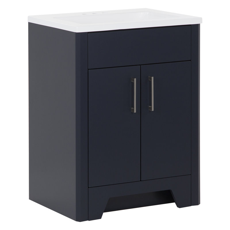 Meuble-lavabo simple l 24,5 po avec plateau en marbre Cousar, Bleu profond