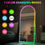 Miroir pleine grandeur arche à DEL RVB Bluetooth avec support, 7 modes d'éclairage couleur, miroir complet avec cadre blanc pour chambre à coucher, salon, vestiaire-1590314082