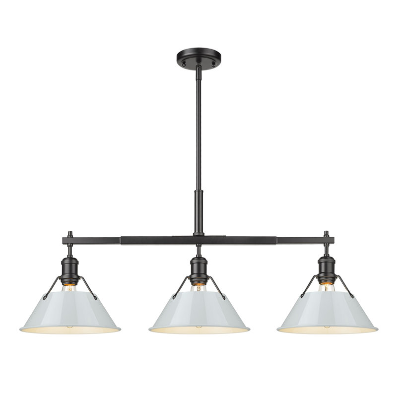 Weatherford 3 - Light Kitchen Island Pendant, Dusky Blue, Matte Black