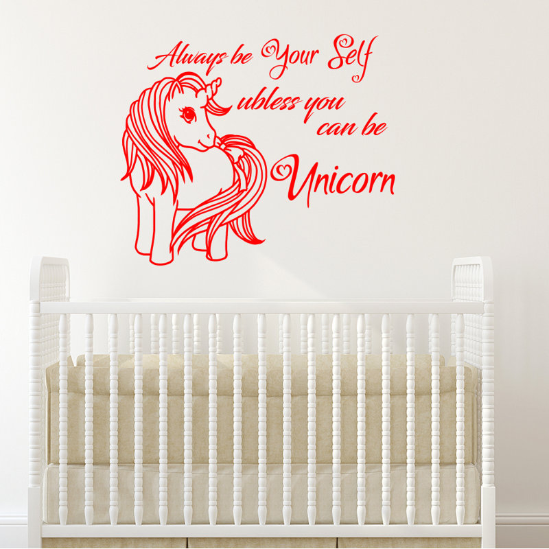 Décalcomanie murale chambre de bébé licorne, Rouge