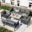 6-piece Outdoor Sofa Set - Galvanized Iron Frame, Uv-resistant Rope, Adjustable Legs, Thick Cushions-316911789-316911778