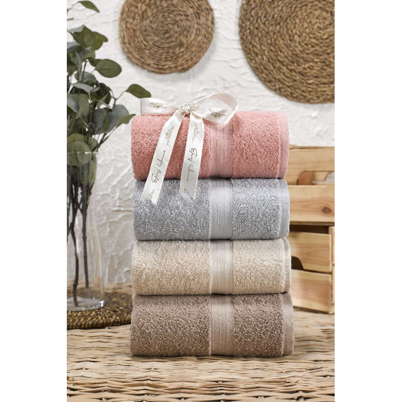 Ensemble de serviettes luxueuses (4 pièces), 100% coton, 19,7 po x 33,5 po | Lavable à la machine, absorbant et à séchage rapide, parfait pour la salle de bain et le spa