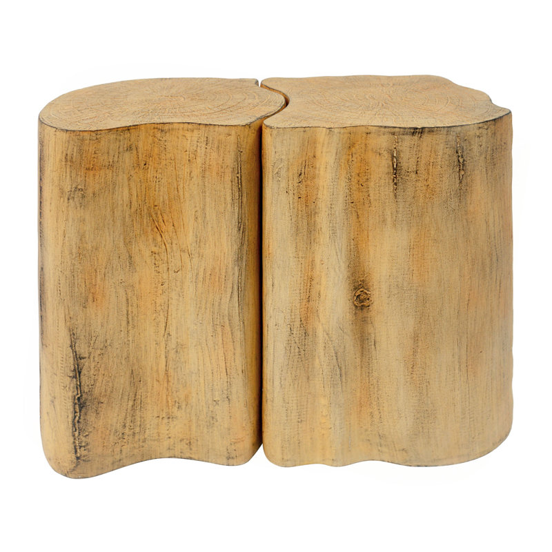 2-In-1 Irregular MGO End Table, Split Design, Small Space Friendly,Indoor Outdoor Use, Natural