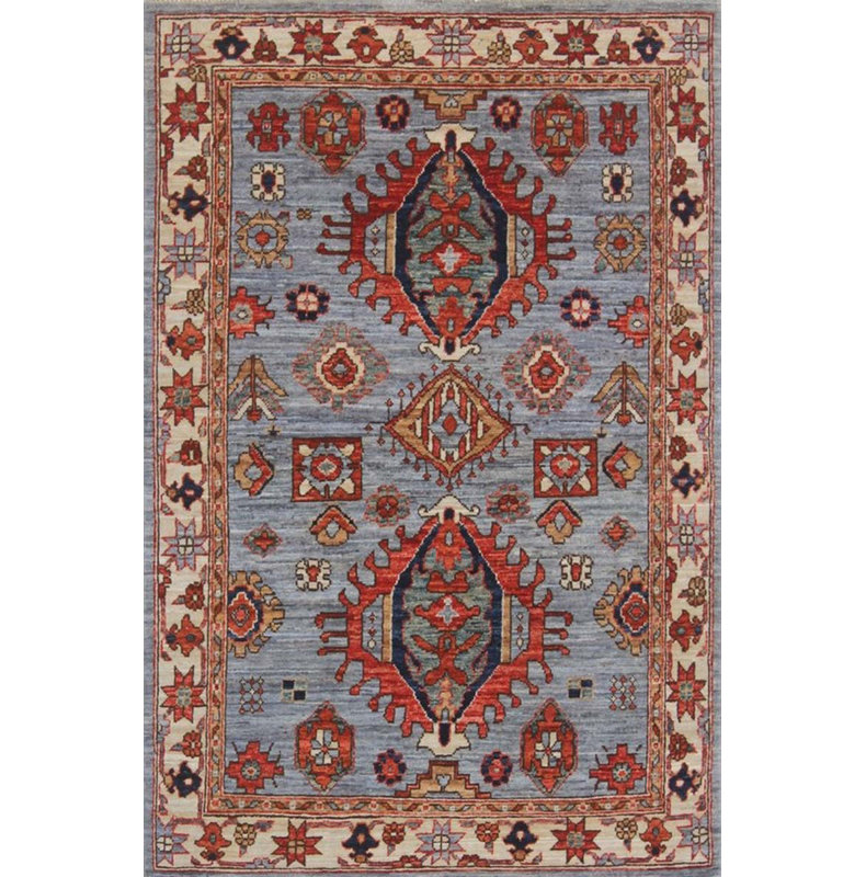 Traditional One-of-a-Kind Rectangle 3'3" x 5' Rectangle Wool Area Rug in Blue and Red