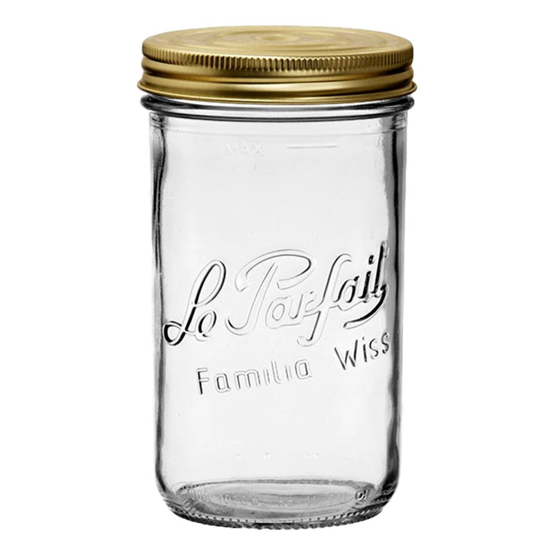 Ensemble 4 pièces de pots en verre français grand embouchure Familia Wiss Terrines, 1000 ml (32 oz liq. + 100 dia.)