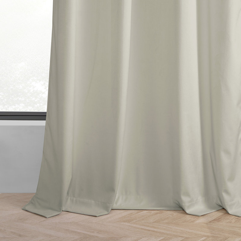 Basic Deluxe Velvet Curtain Pair - 2 Panels - Grommet Room Darkening Curtains, Off White, 50" W x 84" L