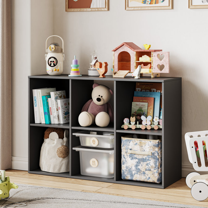 Bibliothèque à 6 cubes, tablette de rangement décorative, (6 tablettes) H 23,19 po x l 35,94 po x P 11,61 po, Noir