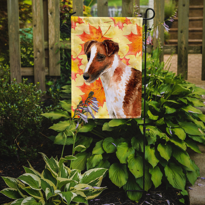 Automne 2 côtés en polyester 15 x 11 po drapeau de jardin, Fox terrier brun