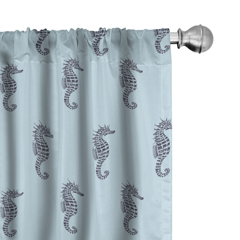 Rideaux 4 panneaux East Urban Home Seahorse, L 56 po x L 63 po