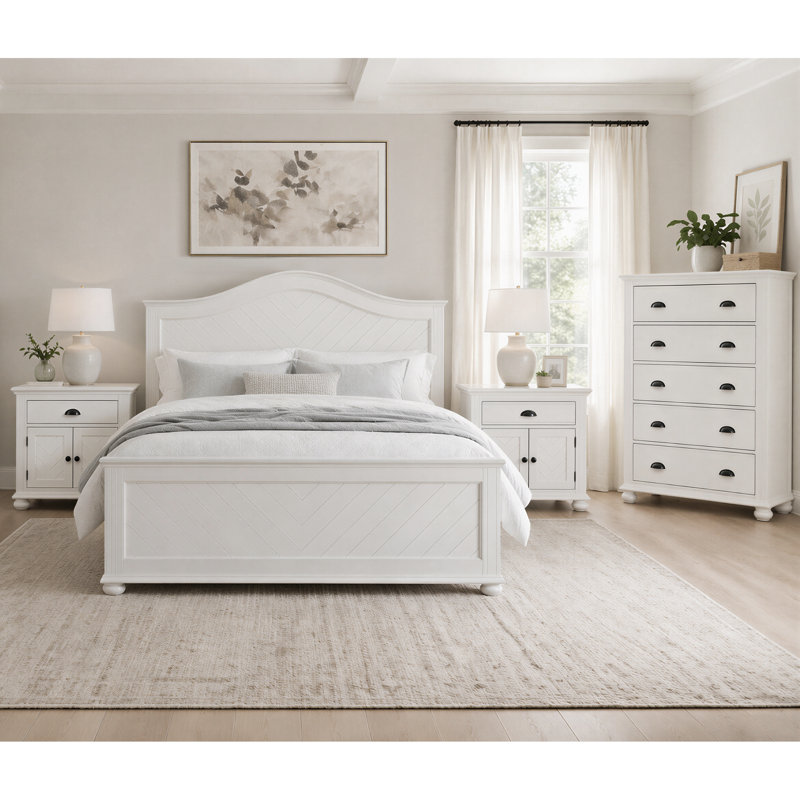 Ensemble de chambre avec très grand lit 4 pièces Briese, Ensemble de quatre pièces : lit, commode, deux ta, Très grand lit