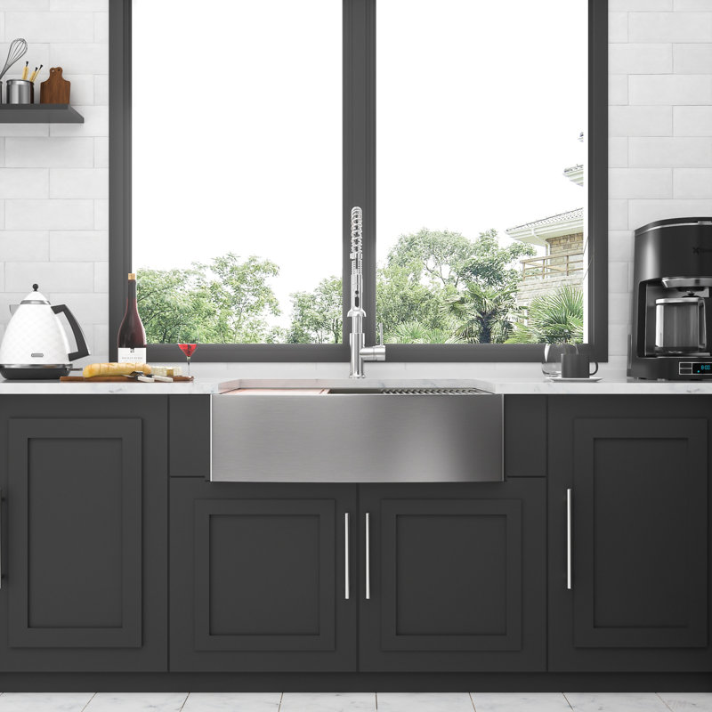 Double Bowl(60/40) Farmhouse Sink Workstation - 33 Inch Kitchen Sink Stainless Steel 16 gauge Apron Front Kitchen Sink - kitchen sink