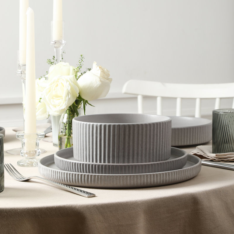 Stone Lain Haven 4-Piece Dinner Plate Set Stoneware, Gray