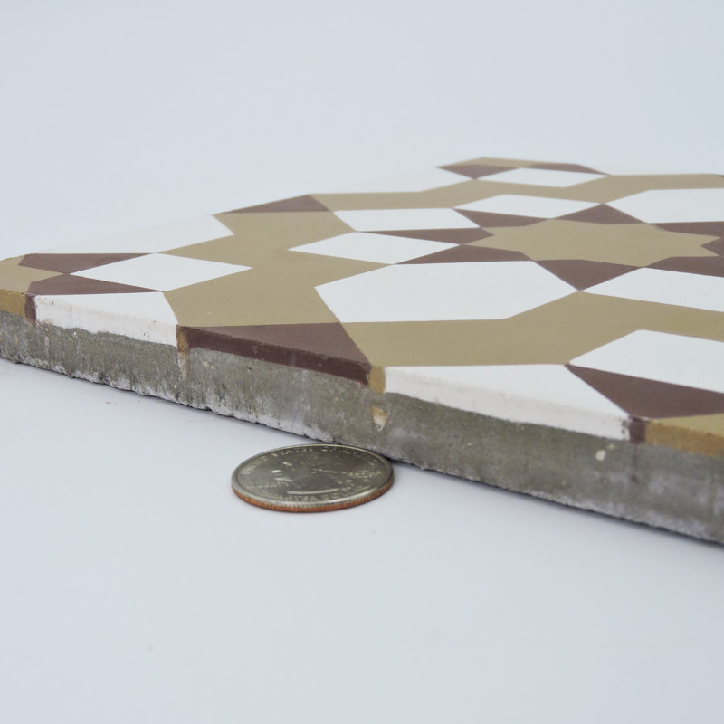 Carreau de ciment à motif pour mur et plancher 8 po x 8 po Affos, Brun foncé / clair