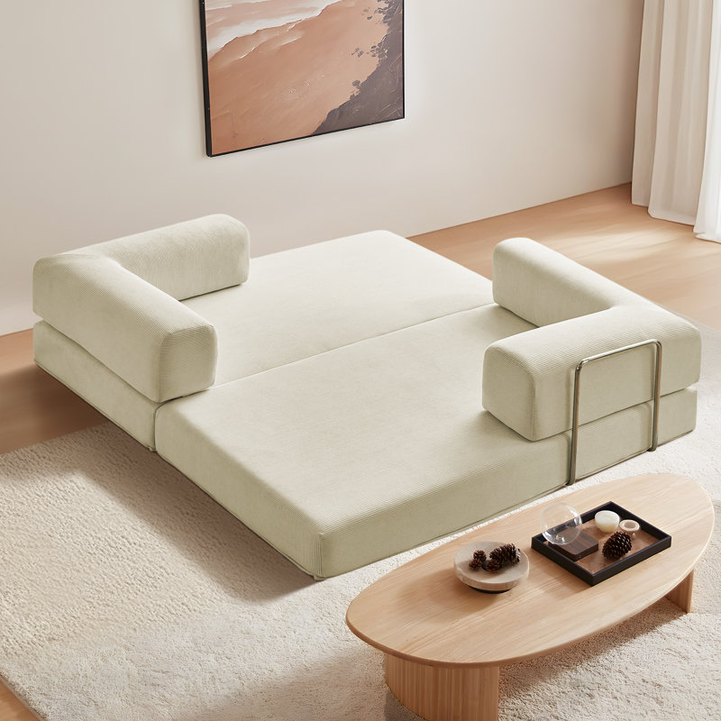 Canapé-lit en velours côtelé polyvalent Boneless, Beige