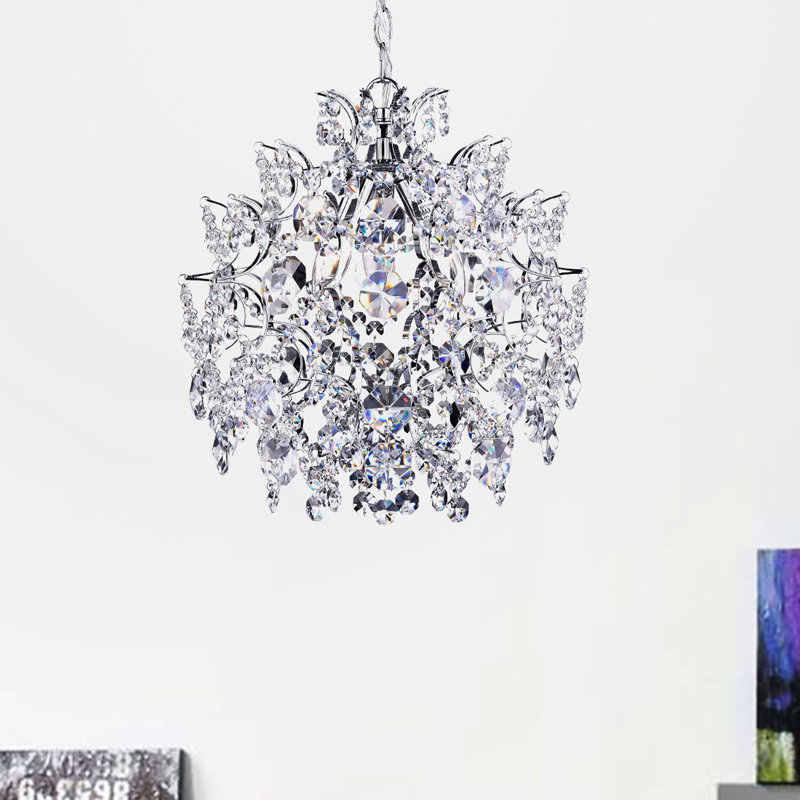 Lustre classique unique à 3 lumières de 16 po avec cristaux et finition chrome Nolan