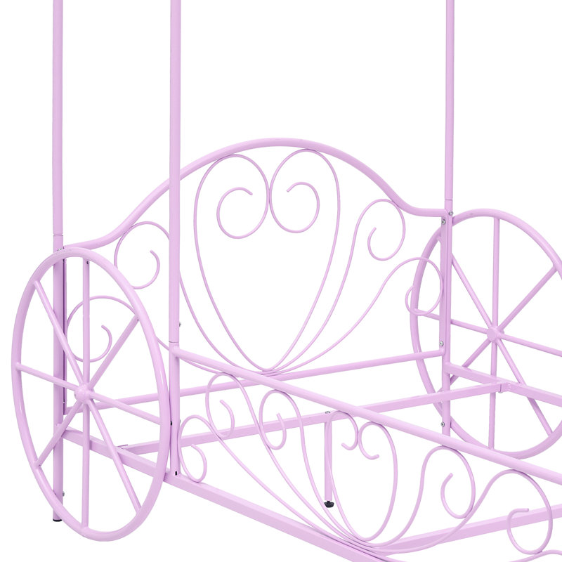 Larrison Whimsical Metal Twin Carriage Bed, Purple