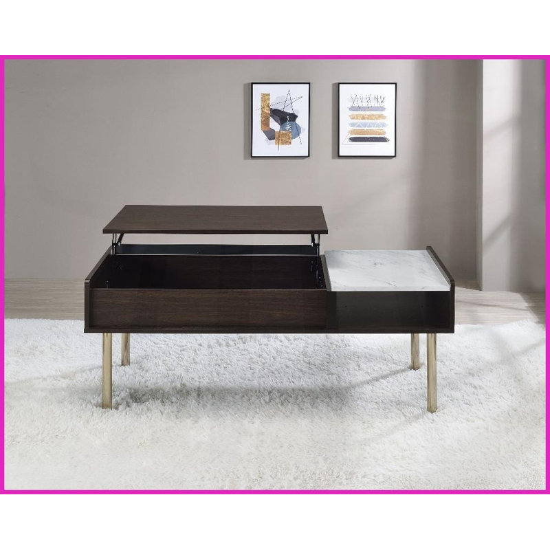 Table basse relevable avec niveleurs réglables - Rangement multifonctionnel Assemblage facile en 2 étapes pour le salon