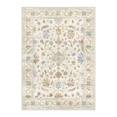 Samuel Modern Floral Washable Area Rug With Non-Slip Backing