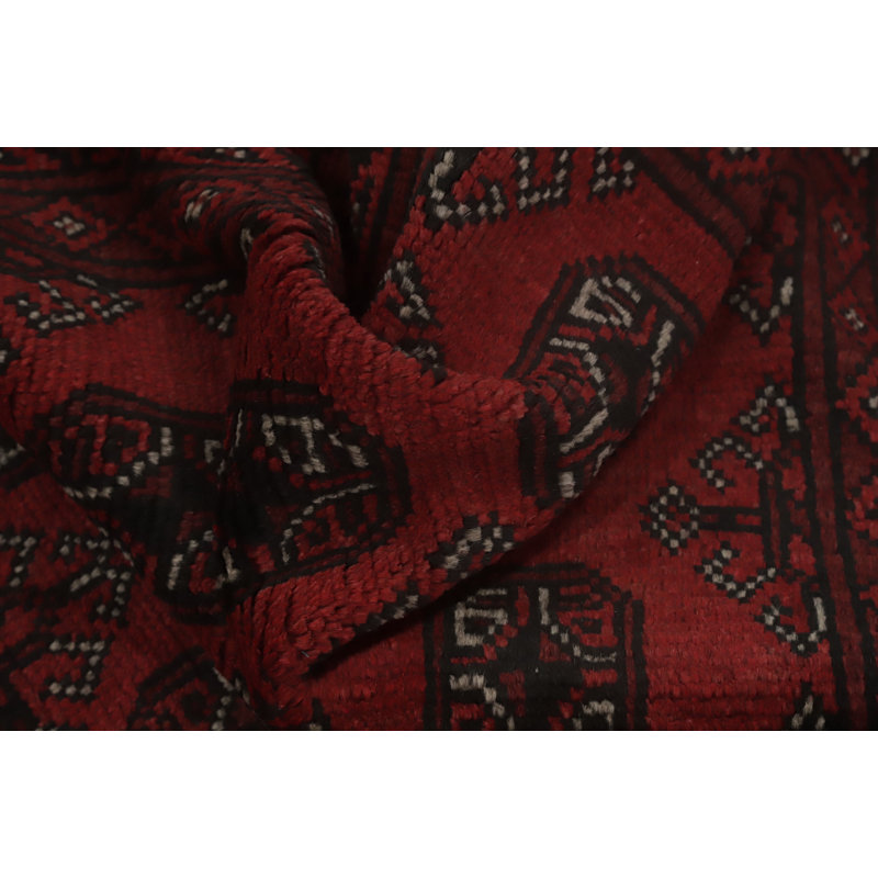 Tapis afghan traditionnel fait à la main rouge 3 x 5