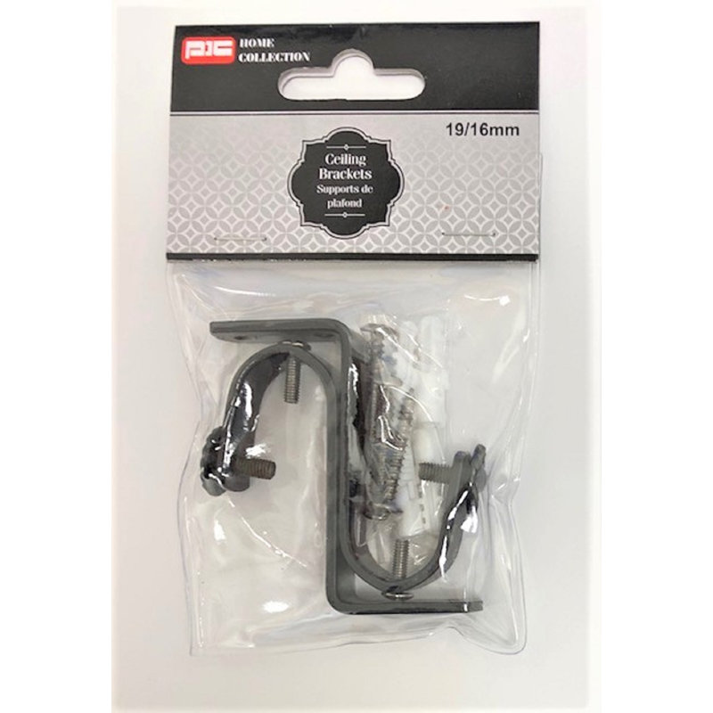 Supports de tringle de plafond - Blanc / 2 pièces (19/16 mm), Noir