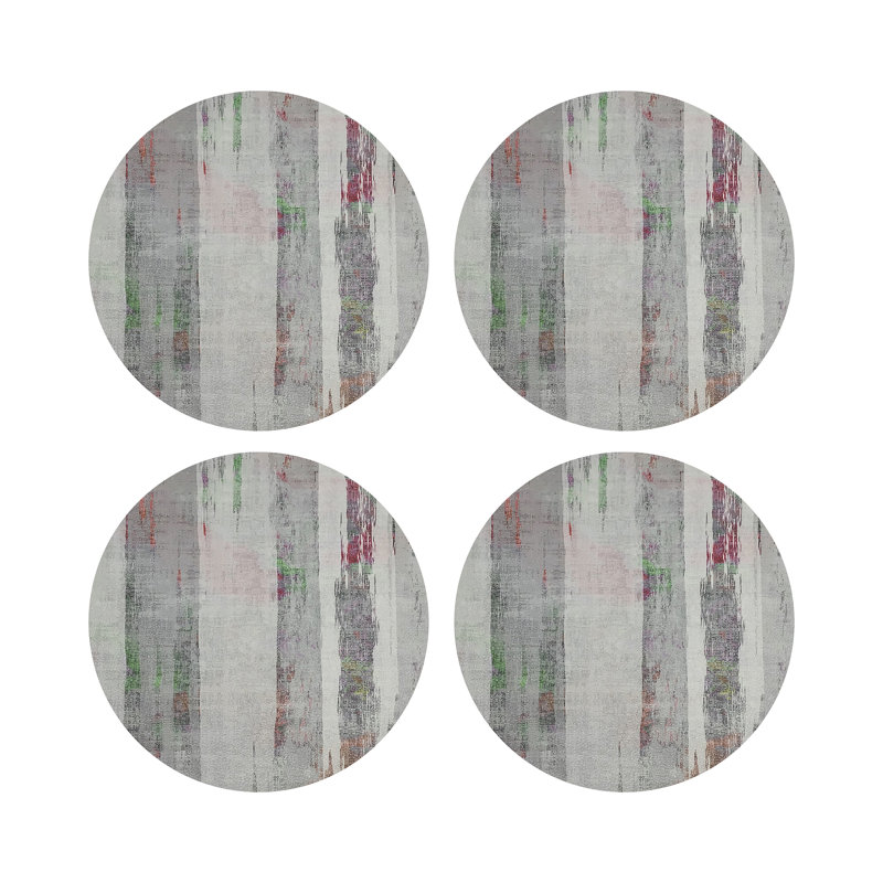 Birch Holiday Vegan Leather Round Coasters, Holiday