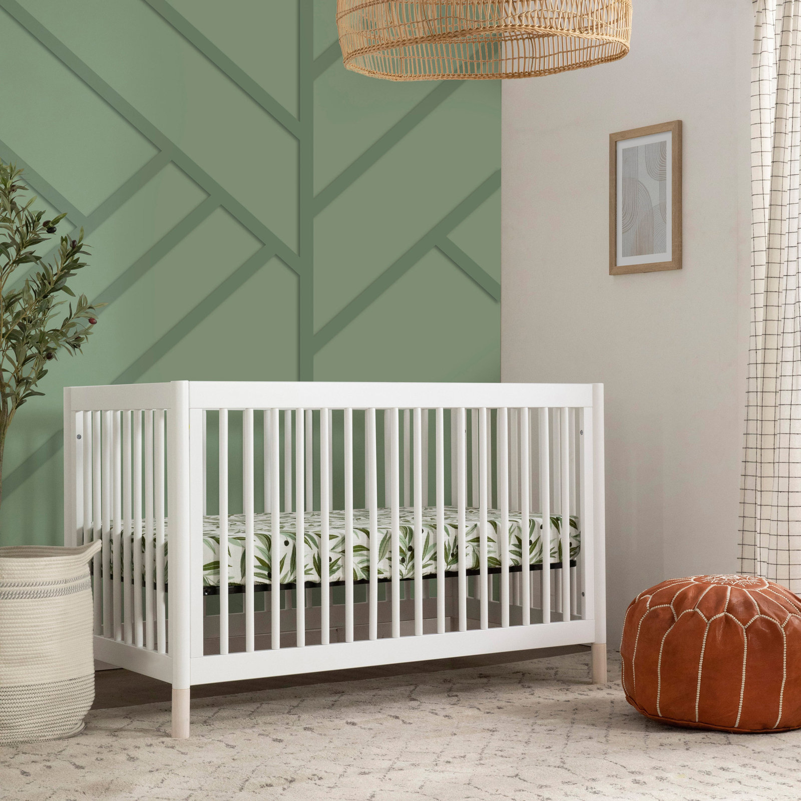 Gelato Pine 4-in-1 Convertible Crib, White/Washed Natural