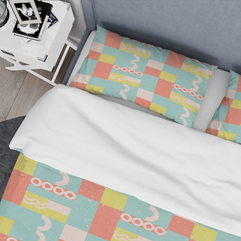  Ensemble de housse de couette rétro Abstract III Mid-Century, Housse de couette très grand + 2 taies décoratives