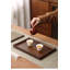 Ensemble de 2 plateaux rectangulaires de couleur noyer pour infusion de thé - plateau de service en bambou pour le pain, les collations et une assiette de service minimaliste-420475409