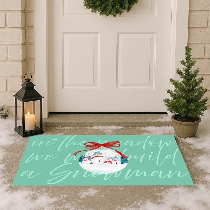 Tapis d'entrée In the meadow, Vert écume de mer, 17" W x 24" L