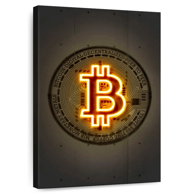 Neon Bitcoin, H 30 po x l 20 po