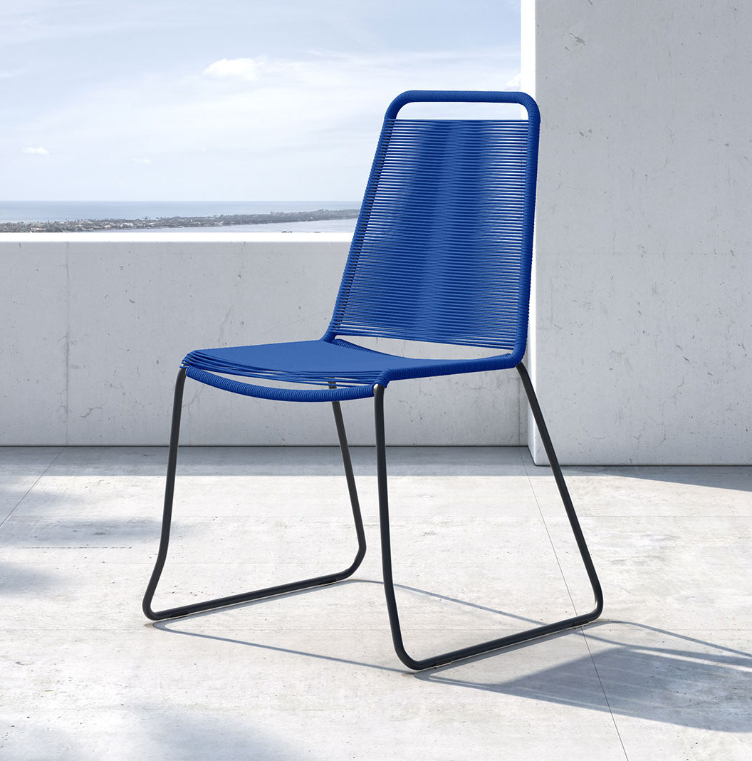 Huron Stackable Patio Side Chair, Blue