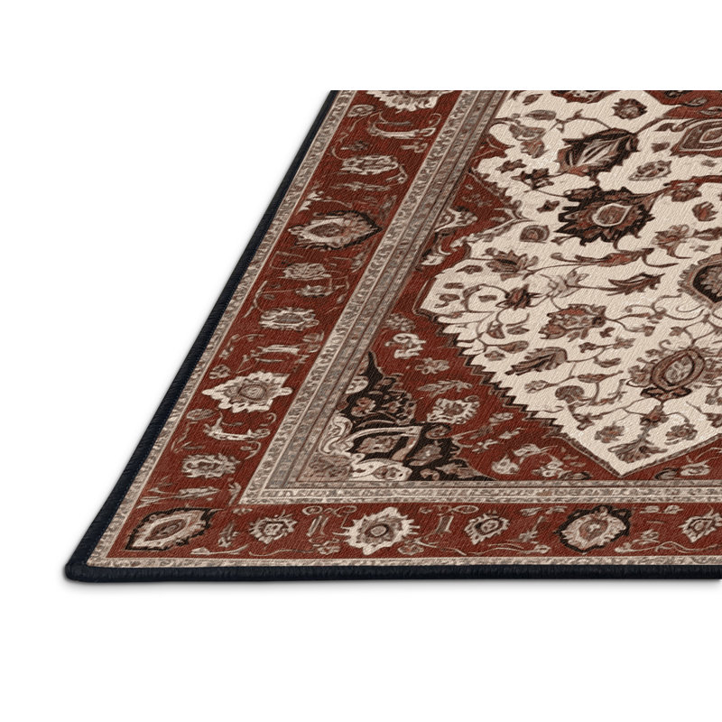 Machine Washable Persian Brown Area Rug, Rectangle 5' x 7'