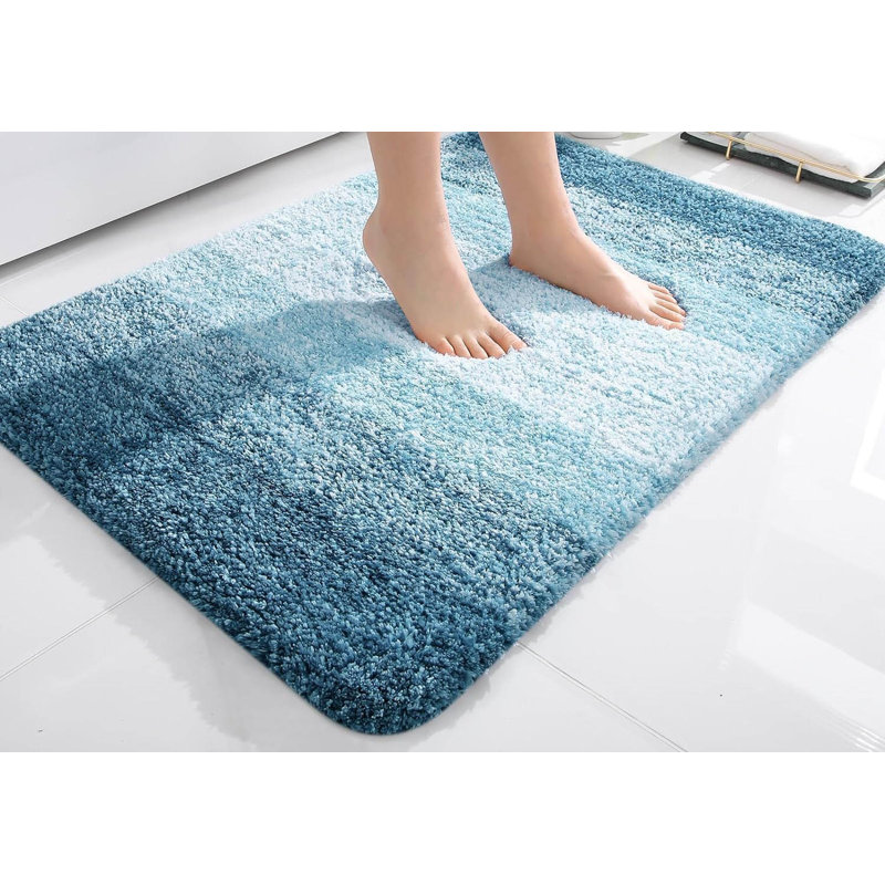 Microfiber Bath Mat, Non-Slipabsorbent Bathroom Mat, Single - 90cm L x 3cm W, Caribbean Sea
