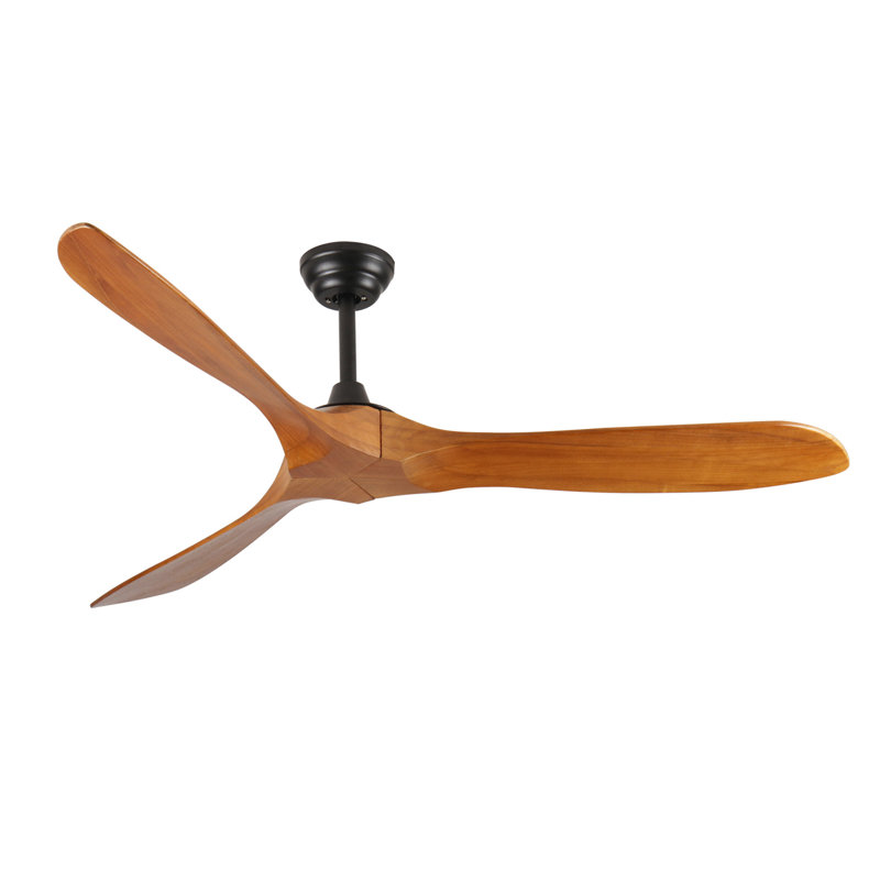 Ventilateur de plafond d'intérieur en bois noir 60 po avec télécommande pour salon ou patio