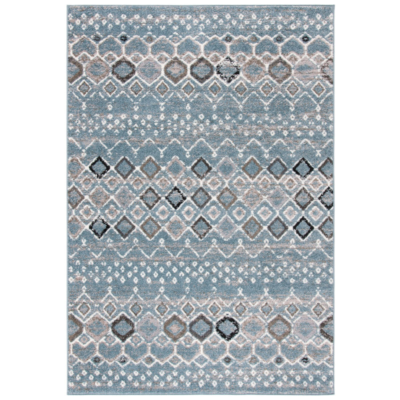 Tapis performance à motif sud-ouest Aird, Blue/Ivory, Rectangle 8 pi x 10 pi