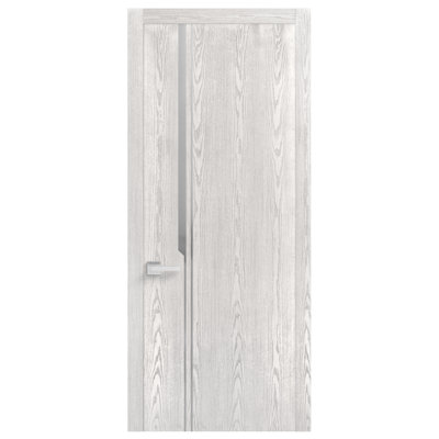 Villar Home Designs Prefinished Natural Wood Veneer Oak Ariana Wood Door Slab with Glossy Silver Inserts
