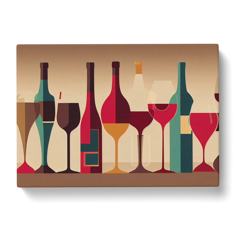 Wine Bottle Retro Art Vol.1 Abstract - Wrapped Canvas, 35cm H x 50cm W x 3cm D