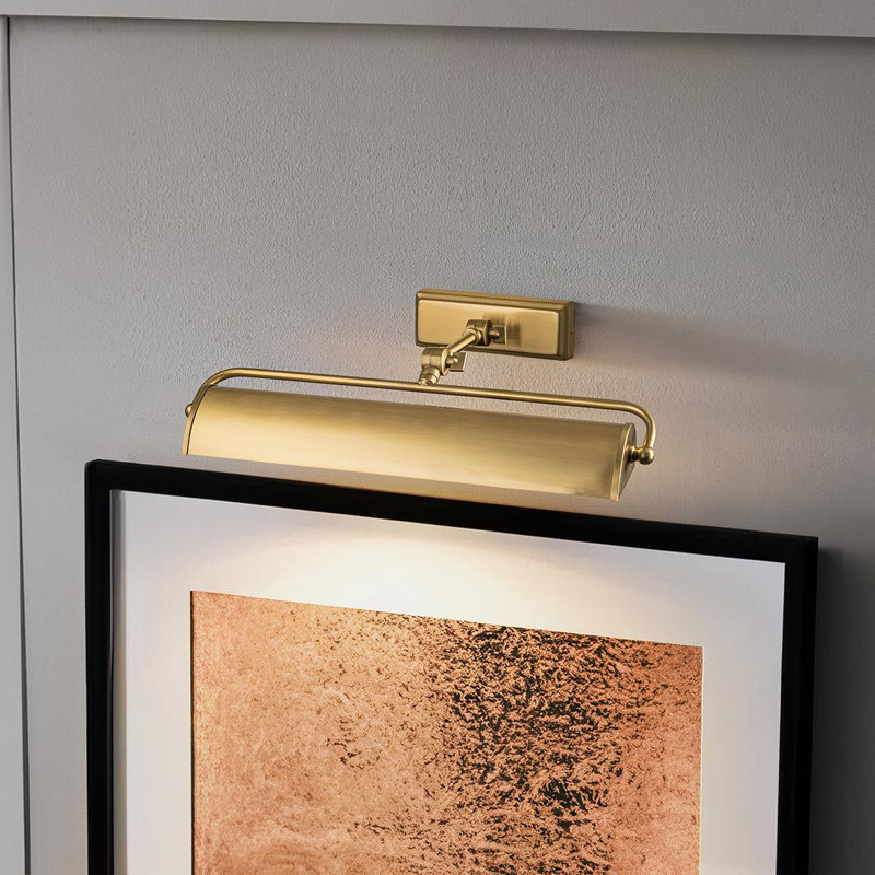 Hardwired Wall Mounted Picture Light, Aged Brass