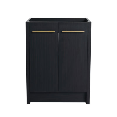 24" Freestanding Bathroom Vanity - Black Chestnut With Easy Access Storage 24 Inch Soft-close Door
