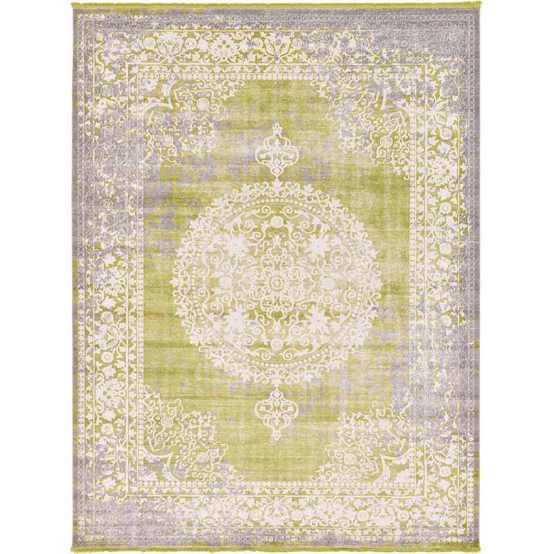 Malynn Oriental Area Rug, Rectangle 4' x 6', Light Green
