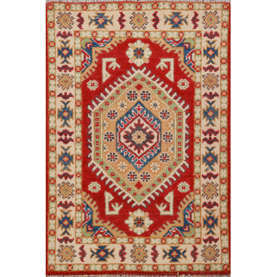 Handmade Red Kazak Oriental Accent Rug 2x3