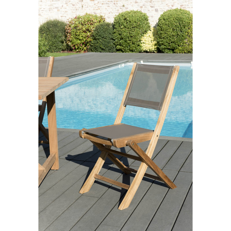 Woehler Folding Patio Dining Side Chair with Cushion